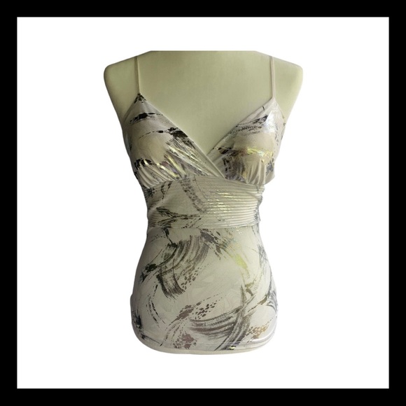 NWT Body Central White, Silver Splash Tank Top Sm - Picture 1 of 9